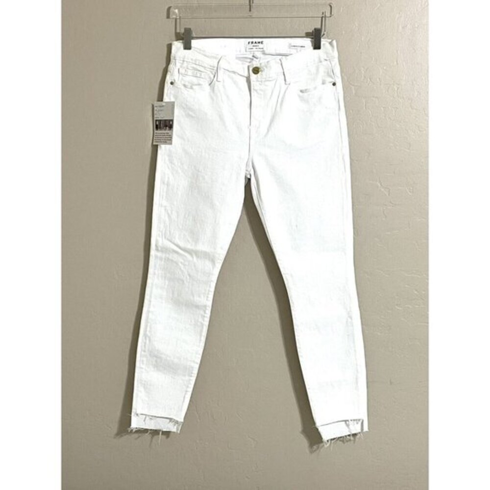 Frame Denim Le Skinny De Jeanne Blanc White Jeans Step Raw Hem 31 NWT